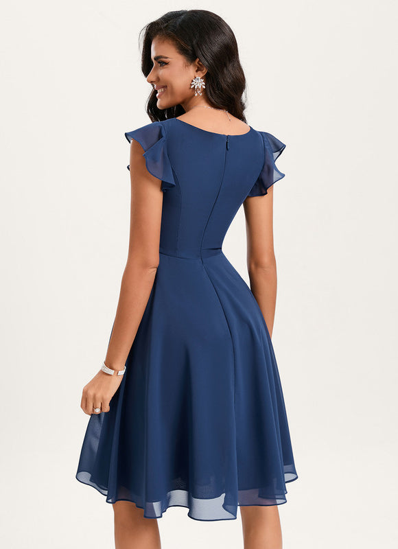 Robe Cocktail Mousseline Émeraude - gallery 3