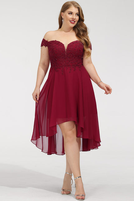 Robe Cocktail Rouge Élégance Asymétrique - gallery 6