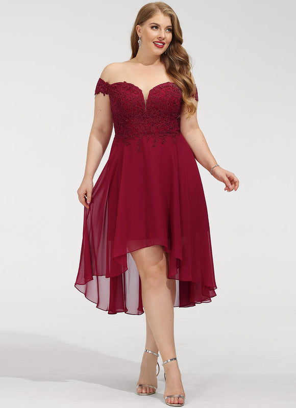 Robe Cocktail Rouge Élégance Asymétrique - gallery 6