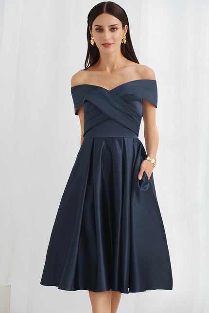 Robe Cocktail Satin Marine - gallery 2