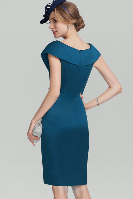 Robe Cocktail Satin Émeraude Chic - gallery 2