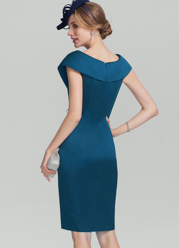 Robe Cocktail Satin Émeraude Chic - gallery 2