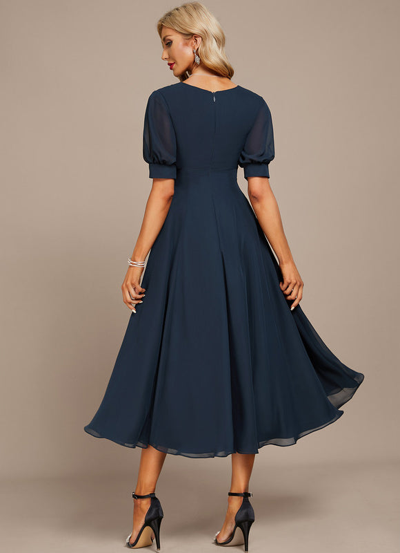 Robe Cocktail Flottante Saphir - gallery 4