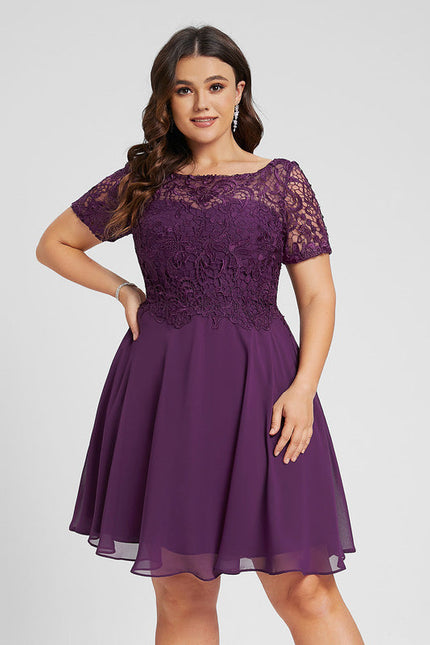 Robe Cocktail Bordeaux Dentelle - gallery 6