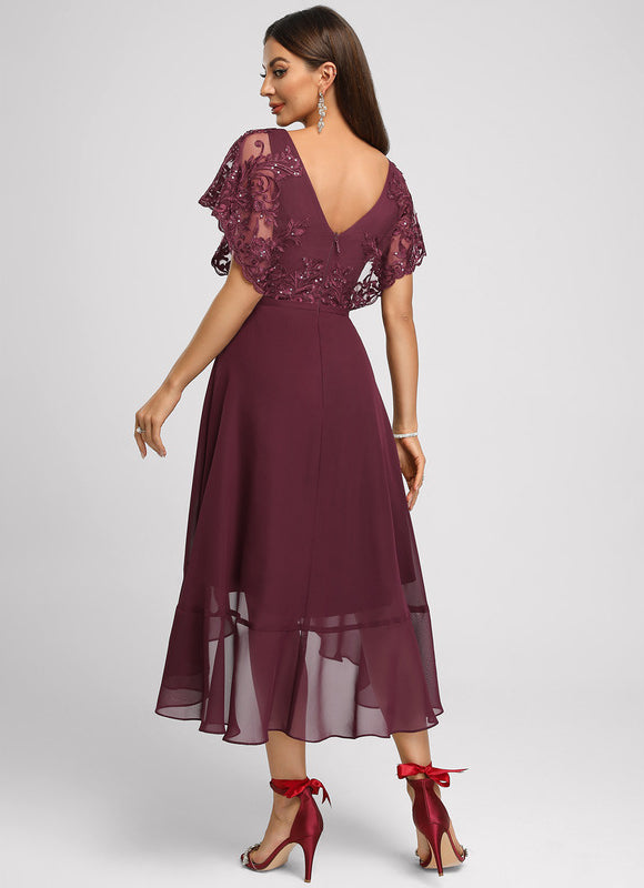 Robe Cocktail Violet Flottant - gallery 4