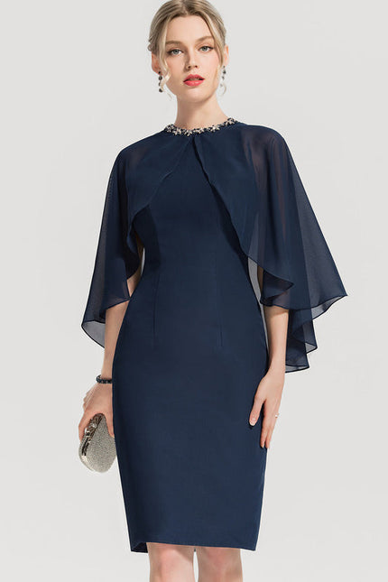 Robe Cocktail Élégance Marine Drapée - gallery 2