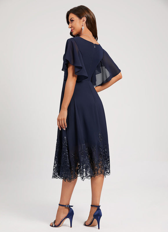 Robe Cocktail Mousseline Nocturne - gallery 5