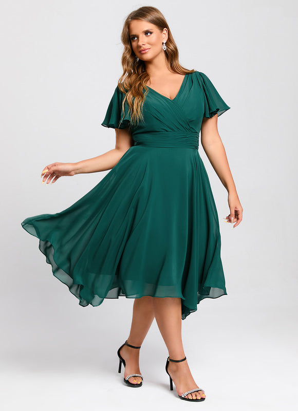 Robe Cocktail Fluide Marine Asymétrique - gallery 8