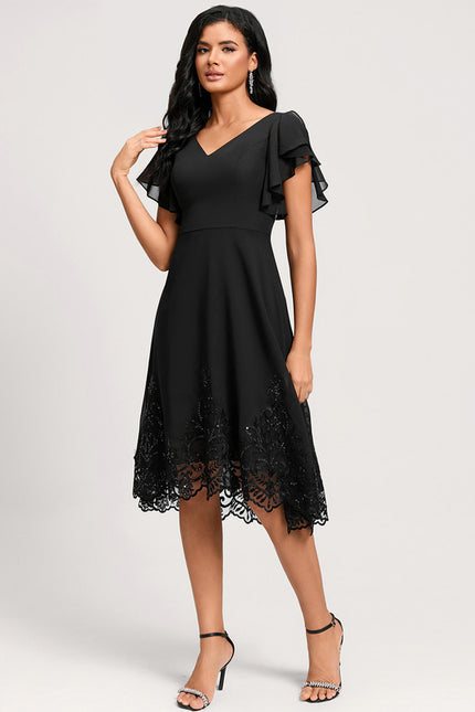 Robe Cocktail Noire Élégante - gallery 1
