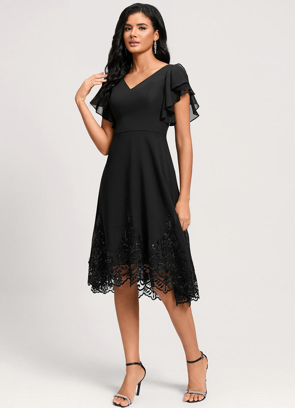 Robe Cocktail Noire Élégante - gallery 1