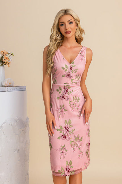 Robe Cocktail Florale Écrue - gallery 8