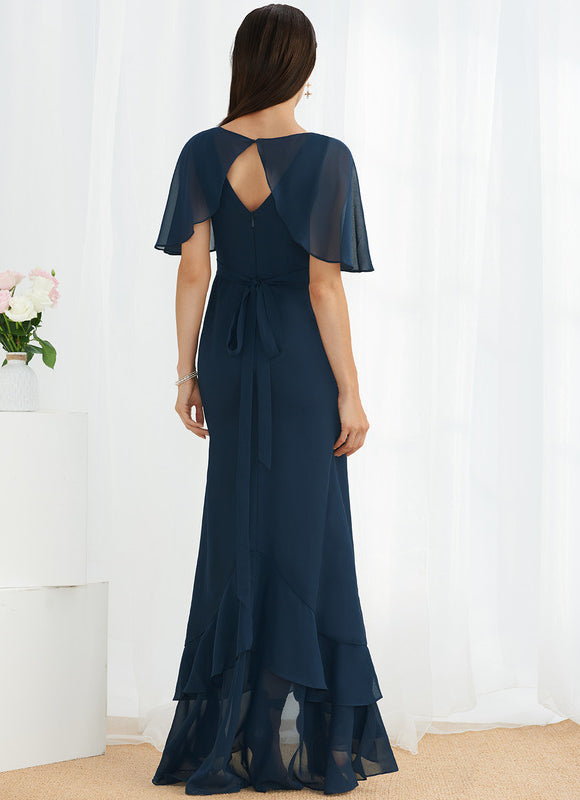 Robe Cocktail Fluide Marine Asymétrique - gallery 3