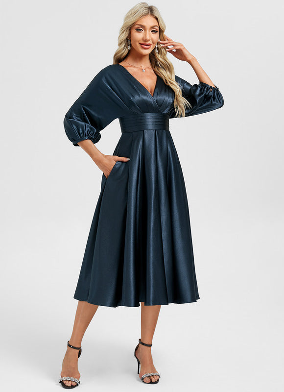 Robe Cocktail Fluide Satinée