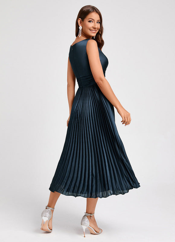 Robe Cocktail Satinée Ondulée - gallery 6