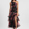 Robe Cocktail Florale Asymétrique