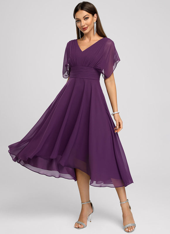 Robe Cocktail Fluide Marine Asymétrique - gallery 3