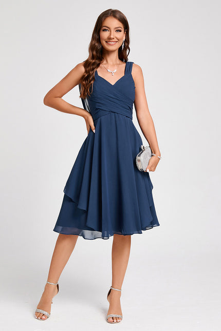 Robe Cocktail Mousseline Asymétrique - gallery 2