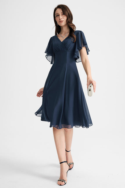 Robe Cocktail Mousseline Asymétrique - gallery 3