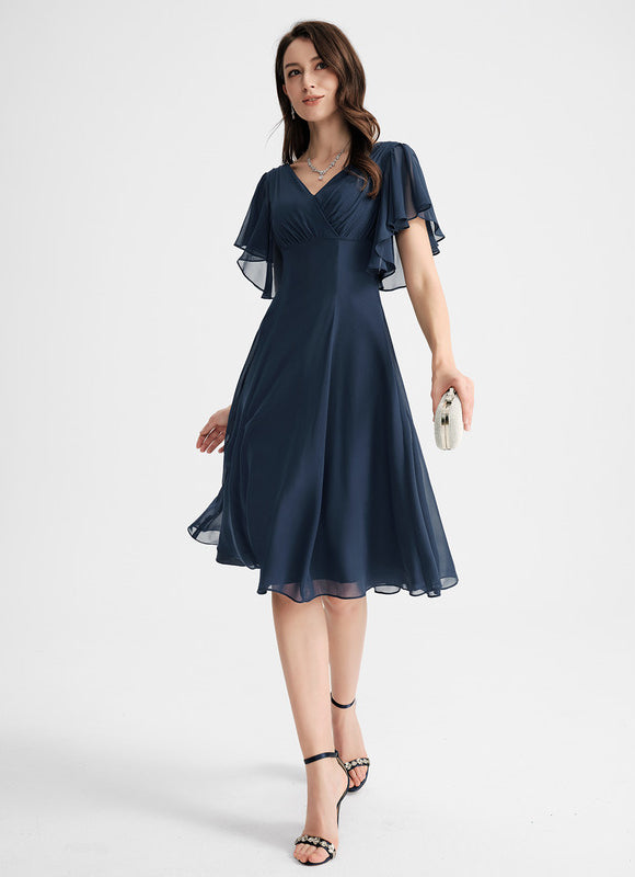 Robe Cocktail Mousseline Asymétrique - gallery 3