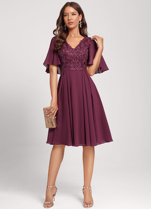 Robe Cocktail Rouge Velours Éclat