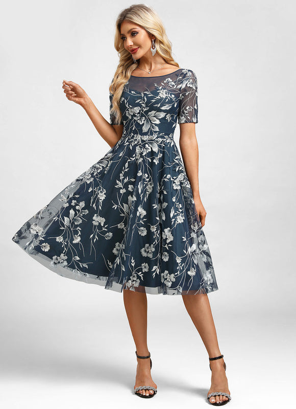 Robe Cocktail Florale Tulle - gallery 5