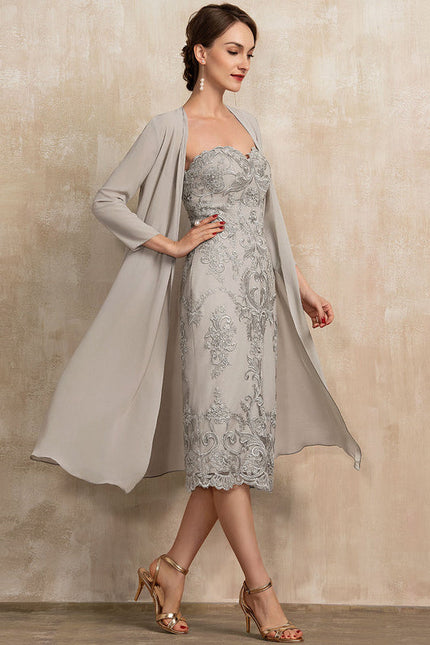 Robe Cocktail Élégante Argentée - gallery 3