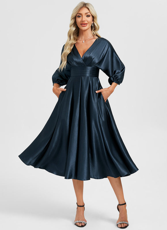 Robe Cocktail Fluide Satinée - gallery 4