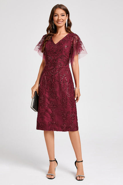 Robe Cocktail Étoilée Bordeaux