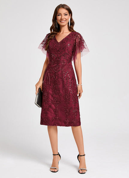 Robe Cocktail Étoilée Bordeaux