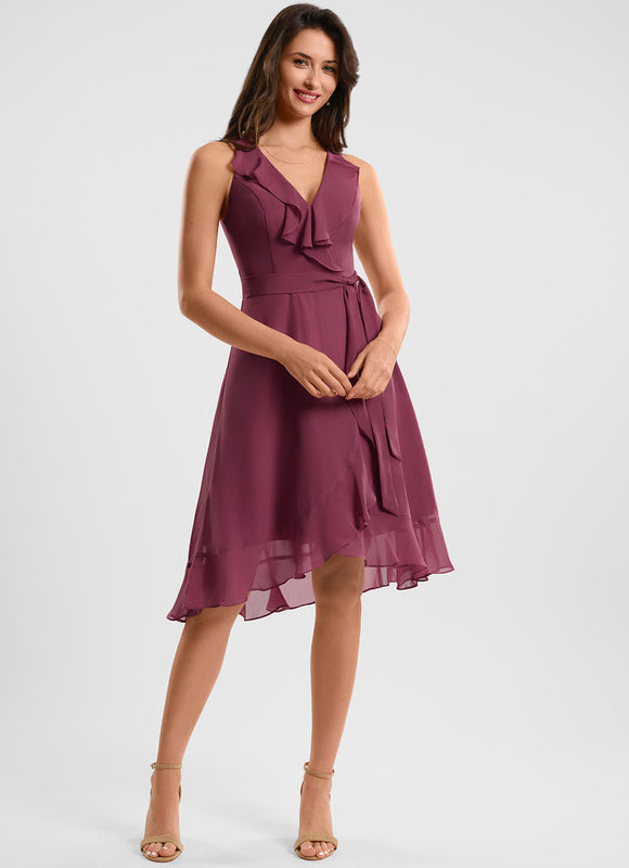 Robe Cocktail Fluide Vert Pâle - gallery 2