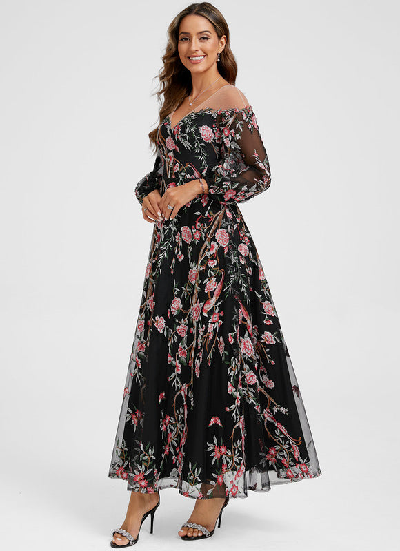 Robe Cocktail Mousseline Fleurie - gallery 3