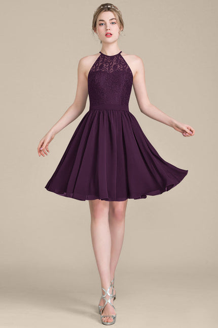 Robe Cocktail Bordeaux Dentelle - gallery 2