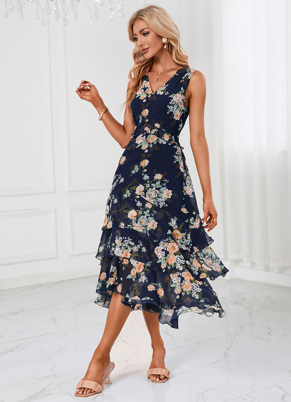 Robe De Cocktail Volants Superposés - gallery 1