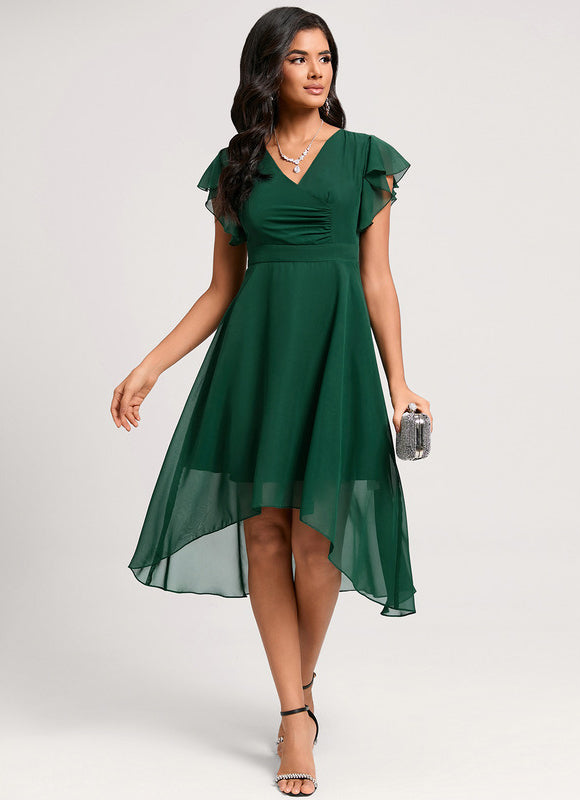 Robe Cocktail Fluide Vert Pâle - gallery 5