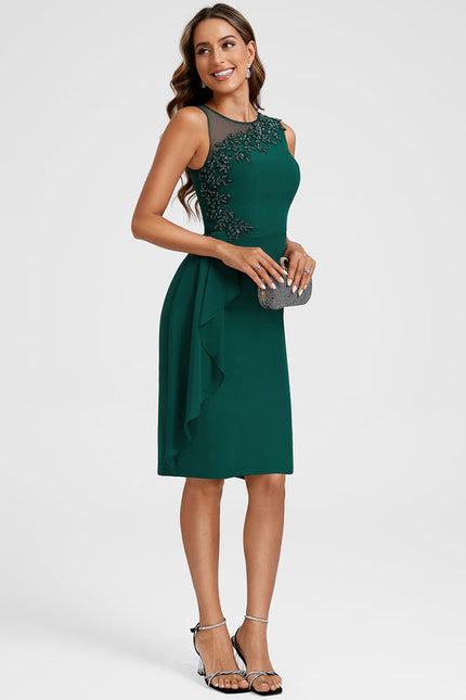 Robe Cocktail Émeraude Drapée - gallery 2