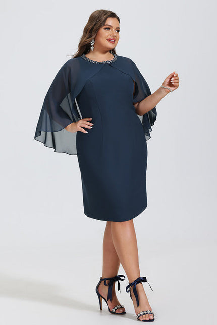 Robe Cocktail Élégance Marine Drapée - gallery 9