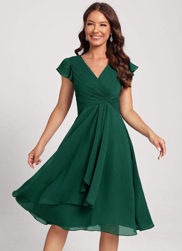 Robe Cocktail Mousseline Asymétrique