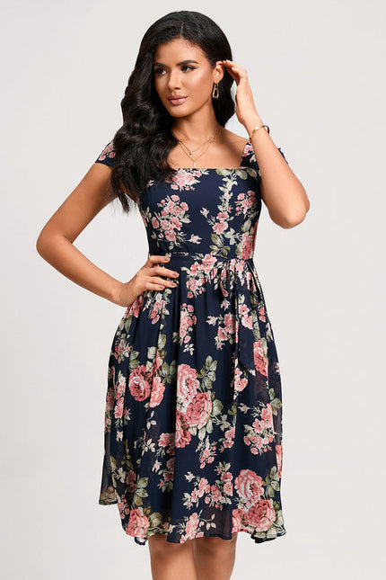 Robe Cocktail Fleurie Marine - gallery 2