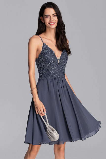 Robe Cocktail Mousseline Étoilée