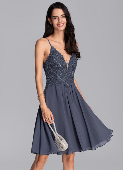 Robe Cocktail Mousseline Étoilée