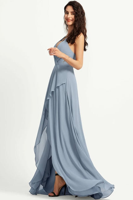 Robe Cocktail Fluide Marine Asymétrique - gallery 2