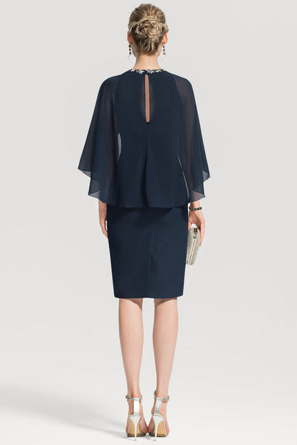 Robe Cocktail Élégance Marine Drapée - gallery 1
