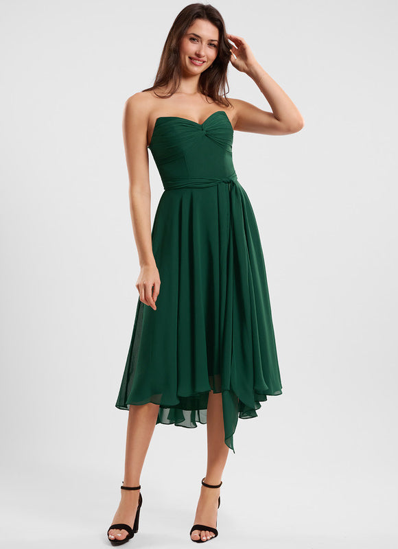 Robe Cocktail Fluide Vert Pâle - gallery 9