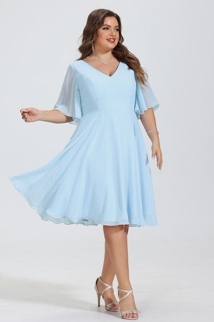 Robe Cocktail Mousseline Asymétrique - gallery 6