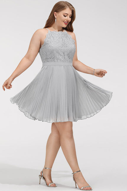Robe Cocktail Gris Plissé Chic - gallery 8