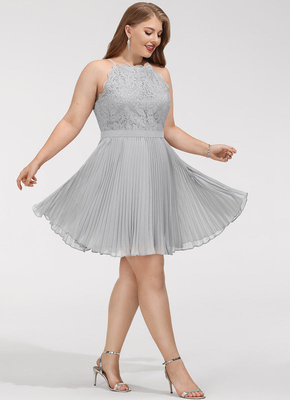 Robe Cocktail Gris Plissé Chic - gallery 8