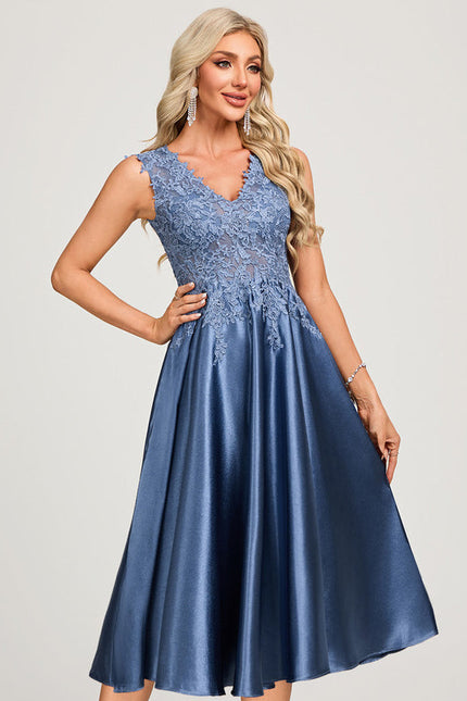 Robe Cocktail Satinée Azur - gallery 2