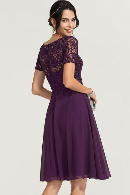 Robe Cocktail Bordeaux Dentelle - gallery 4