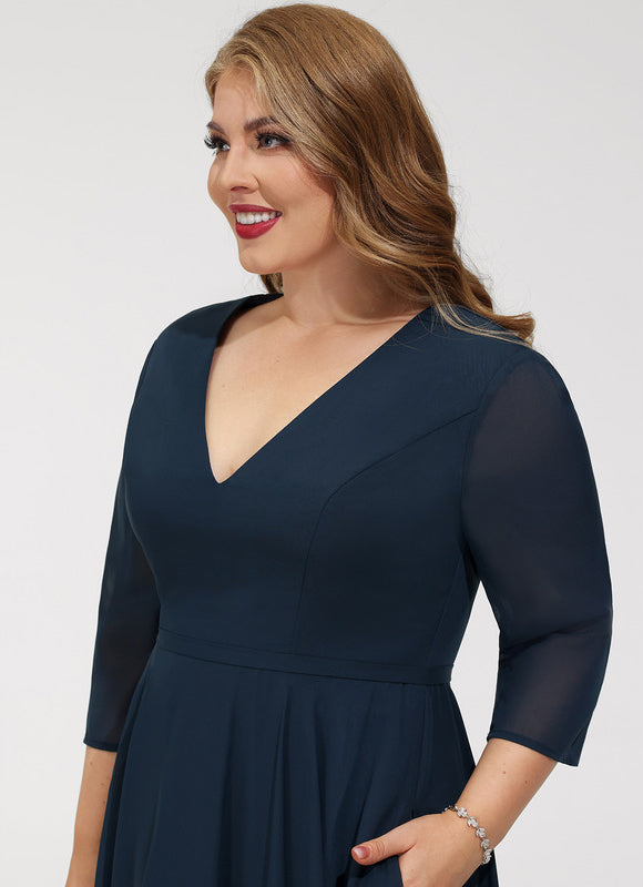Robe Cocktail Mousseline Asymétrique - gallery 3
