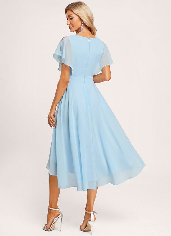 Robe Cocktail Fluide Vert Pâle - gallery 3